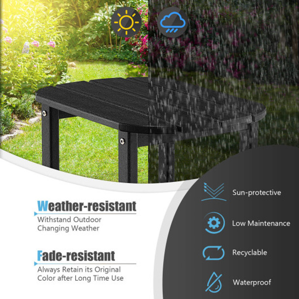 18 Inch Weather Resistant Side Table for Garden Yard Patio-Black