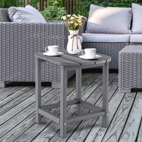 18 Inch Weather Resistant Side Table for Garden Yard Patio-Gray