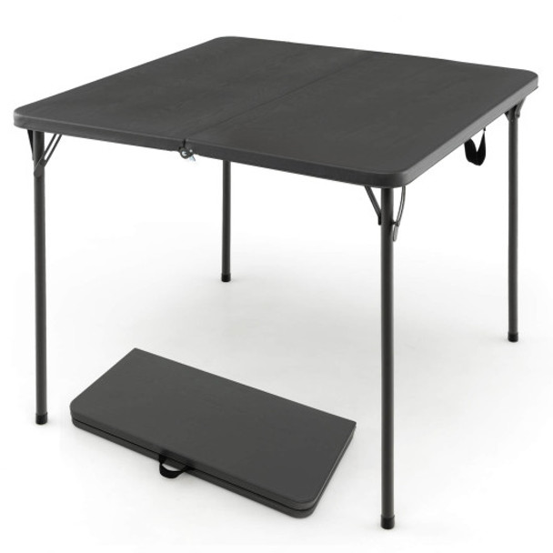 Folding Camping Table with All-Weather HDPE Tabletop and Rustproof Steel Frame-Gray