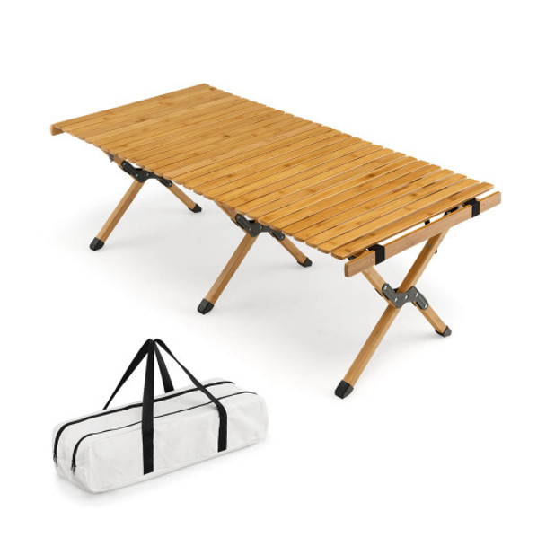 Portable Picnic Table with Carry Bag for Camping and BBQ-Natural