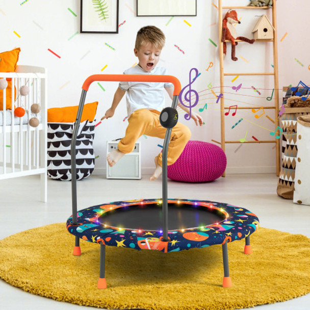 36 Inch Mini Trampoline with Colorful LED Lights and Bluetooth Speaker