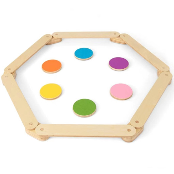 12-Piece Kids Wooden Balance Beam with Colorful Steeping Stones