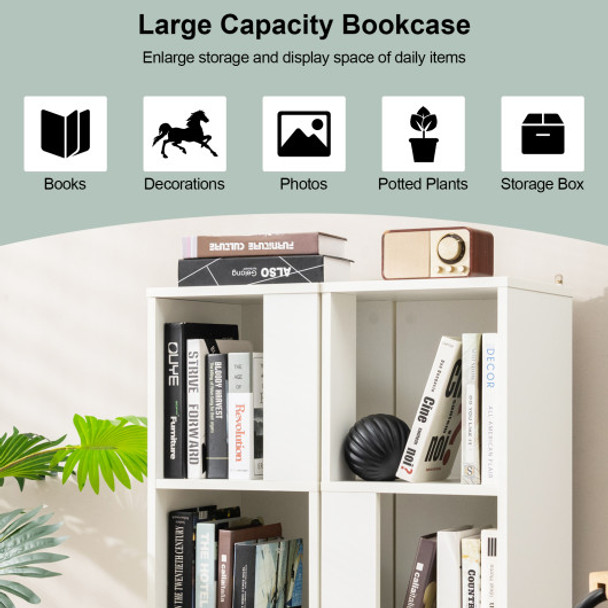 3-Tier 6 Cube Freestanding Bookcase with Anti-toppling Device-White