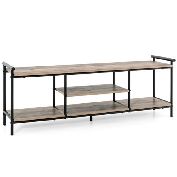 Industrial TV Stand for TVs up to 60 Inch with Storage Shelves-Natural