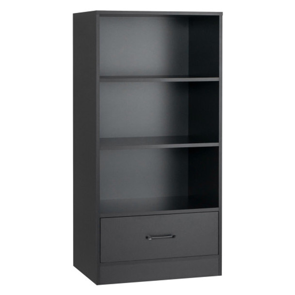 48 Inch Tall 4 Tiers Wood Bookcase with Drawer-Black