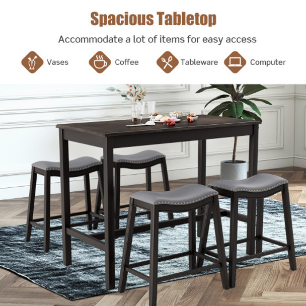 5-Piece Dining Set with 4 Upholstered Stools