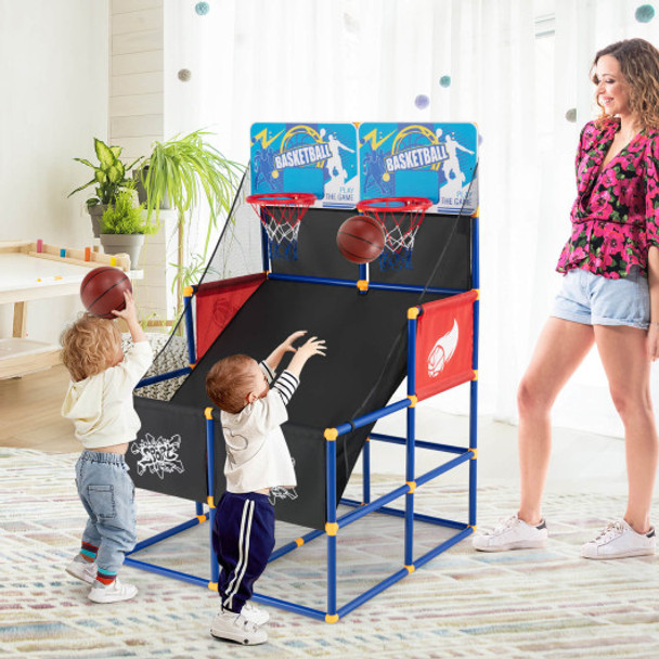 Kids Arcade Basketball Game Set with 4 Basketballs and Ball Pump