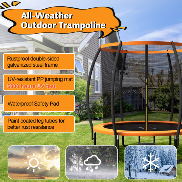 8 Feet ASTM Approved Recreational Trampoline with Ladder-Orange