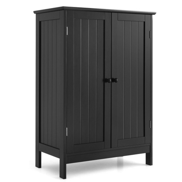 2-Door Freee-Standing Bathroom Cabinet with Shelf-Black