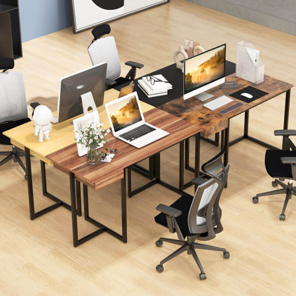 48" Computer Desk with Metal Frame and Adjustable Pads-Black