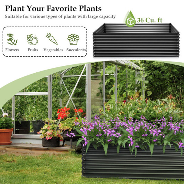 71 Inch Galvanized Metal Raised Garden Bed for Garden Backyard-Dark Gray