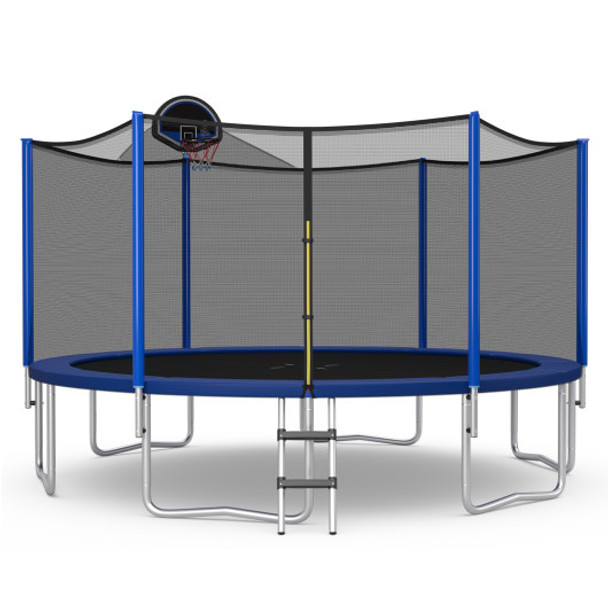 15 Feet Outdoor Recreational Trampoline with Enclosure Net-15ft