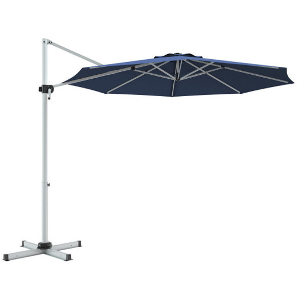 11 Feet Patio Offset Cantilever Umbrella 360 Rotation Aluminum Tilt-Navy