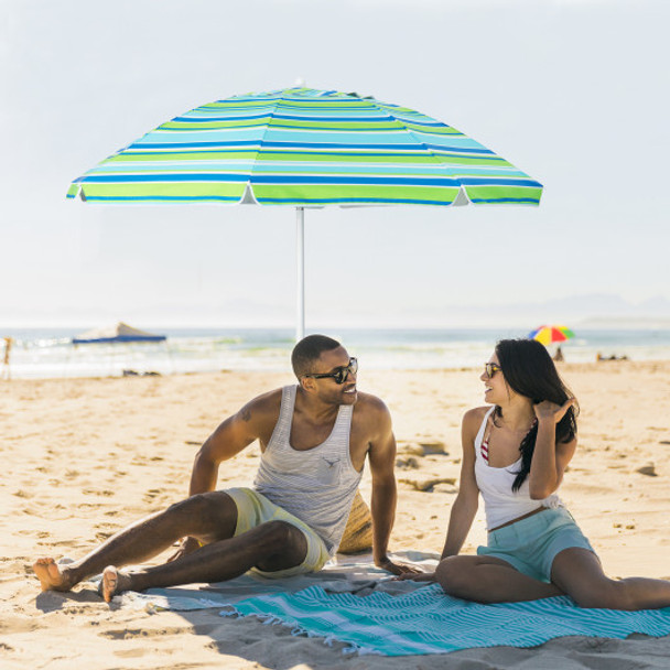 6.5 Feet Patio Beach Umbrella with Waterproof Polyester Fabric-Green
