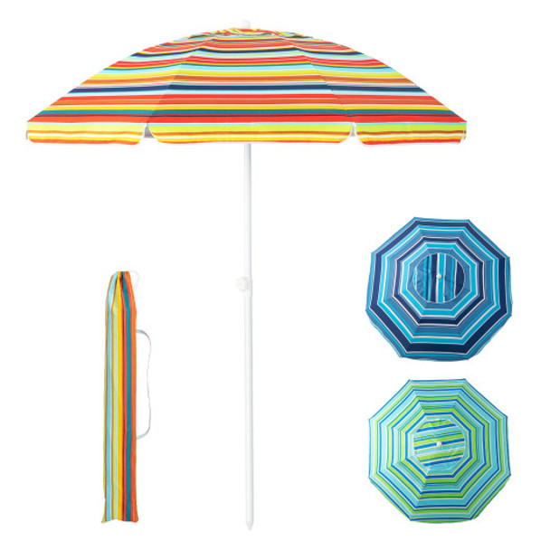 6.5 Feet Patio Beach Umbrella with Waterproof Polyester Fabric-Orange