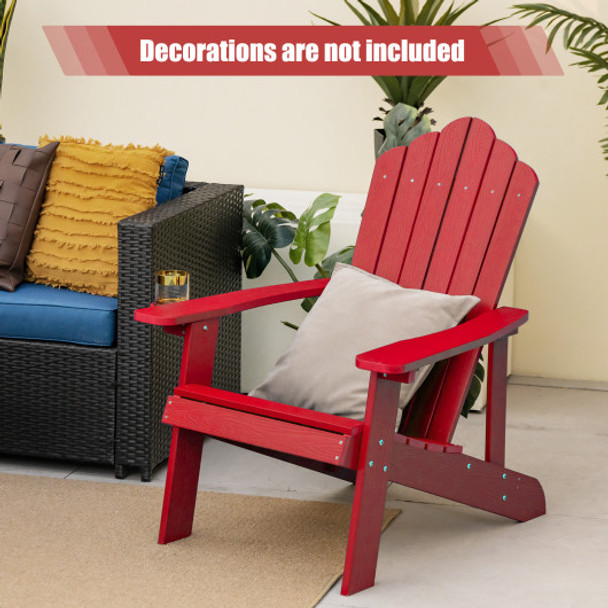 Weather Resistant HIPS Outdoor Adirondack Chair with Cup Holder-Red