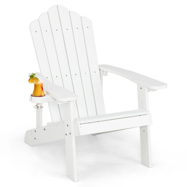 Weather Resistant HIPS Outdoor Adirondack Chair with Cup Holder-White