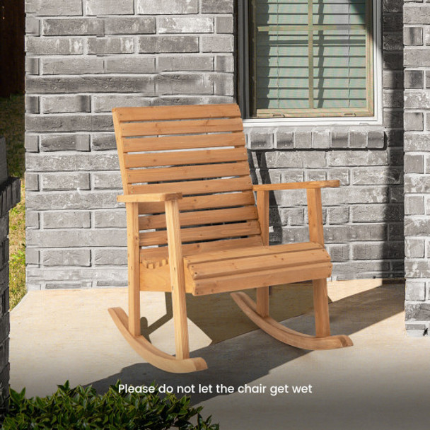 Outdoor Fir Wood Rocking Chair with High Backrest