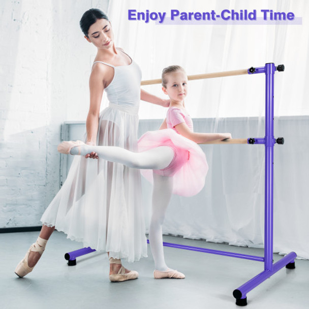 47 Inch Double Ballet Barre with Anti-Slip Footpads-Purple