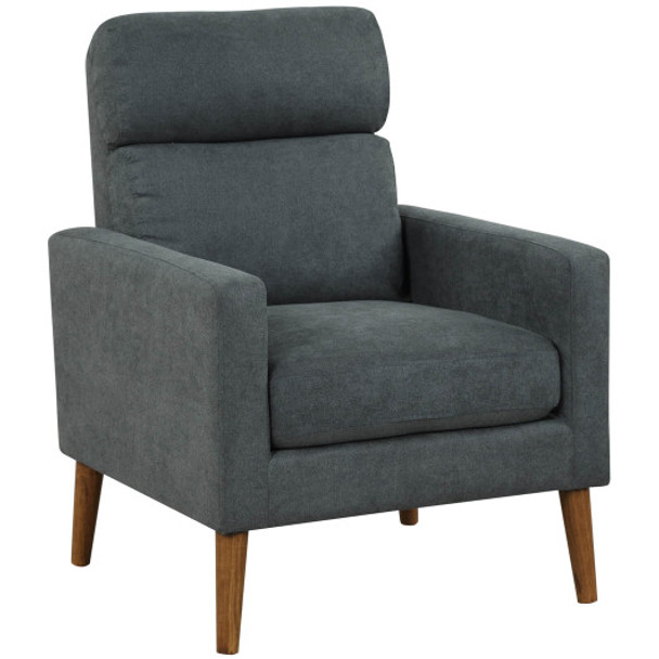 Lint Fabric Modern Accent Chair with Solid Wood Legs-Gray