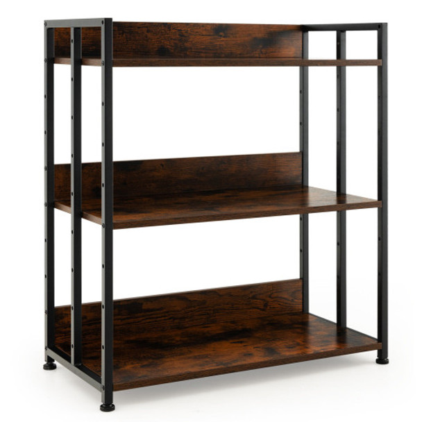 3/5-Tier Industrial Bookshelf Storage Shelf Display Rack with Adjustable Shelves-3-Tier
