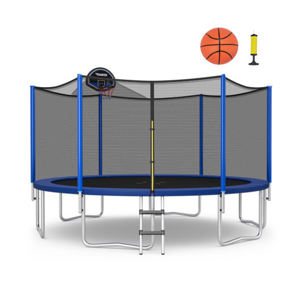 12 Feet Outdoor Recreational Trampoline with Enclosure Net-12 ft