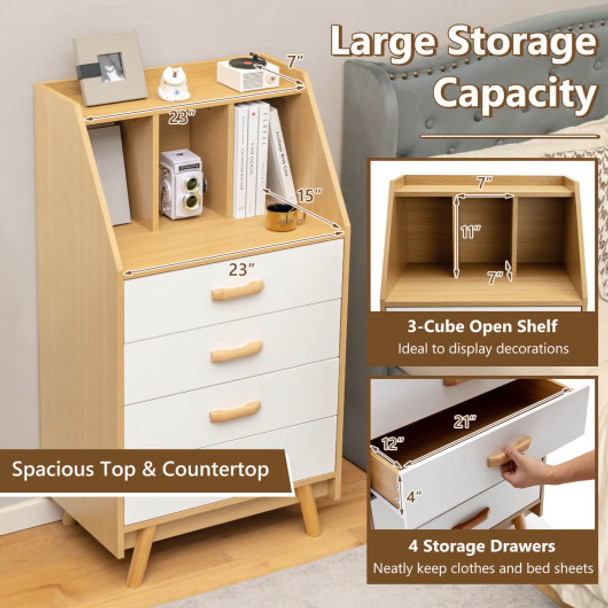 4-Drawer Dresser with 2 Anti-Tipping Kits for Bedroom-Natural