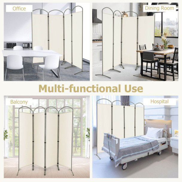 6.2Ft Folding 4-Panel Room Divider for Home Office Living Room -White