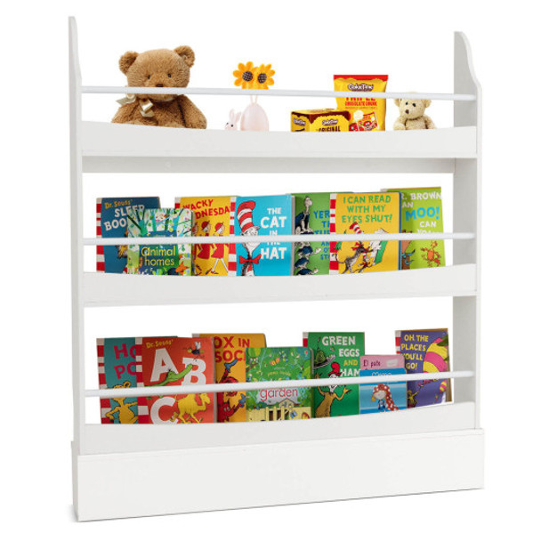 3-Tier Bookshelf with 2 Anti-Tipping Kits for Books and Magazines-White