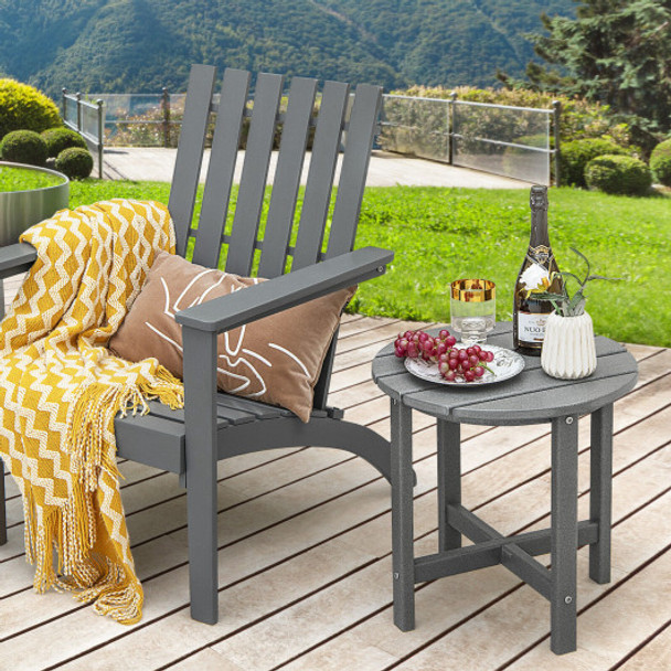 18 Inch Round Weather-Resistant Adirondack Side Table-Gray