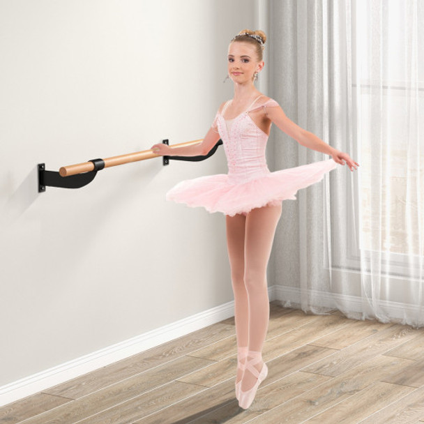 4 Feet Wall-Mounted Ballet Barre for Yoga-Black