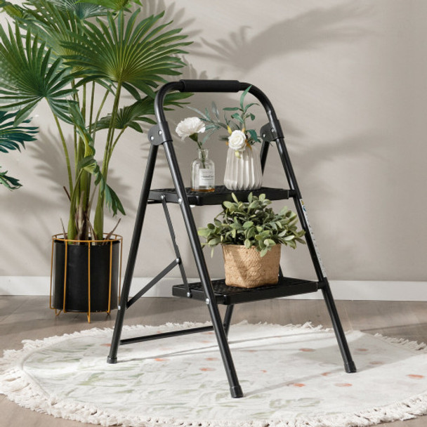 2-Step/3-Step Ladder with Wide Anti-Slip Pedal-2-Step