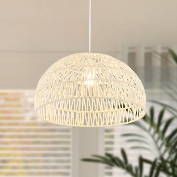 Farmhouse Rattan Pendant Lights with Adjustable Hanging Rope-Beige