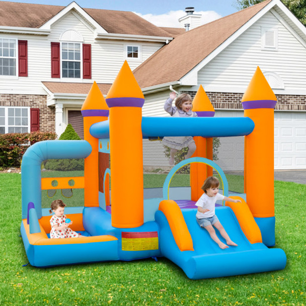 5-in-1 Inflatable Bounce Castle with Ocean Balls and 735W Blower