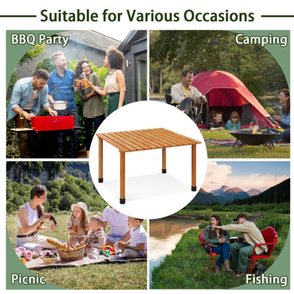 Folding Outdoor Camping Table with Carrying Bag for Picnics and Party-Natural