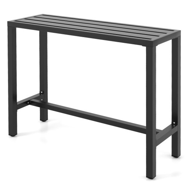 48/55 Inch Outdoor Bar Table with Waterproof Top and Heavy-duty Metal Frame-M