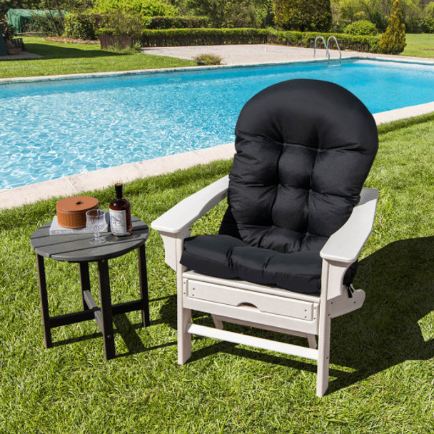 Patio Adirondack Chair Cushion with Fixing Straps and Seat Pad-Black