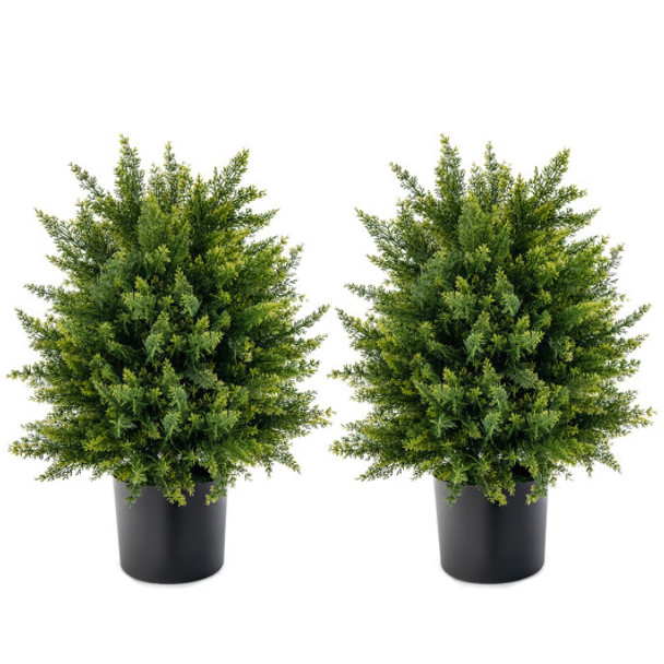 2-Pack Artificial Cedar Topiary Ball Tree with Cement Pot