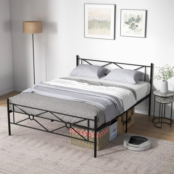 Full/Queen Size Metal Platform Bed Frame with Headboard and Footboard-Queen Size