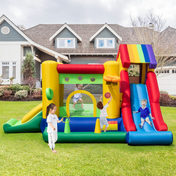 Inflatable Bounce Castle with Double Slides and 735W Blower