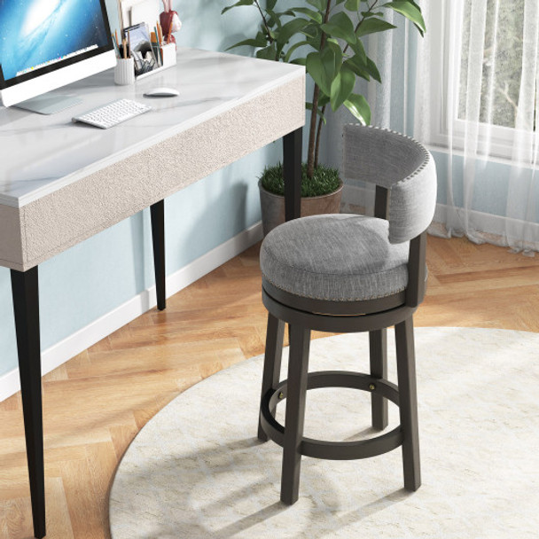27/31 Inch Swivel Bar Stool with Upholstered Back Seat and Footrest-27 inches