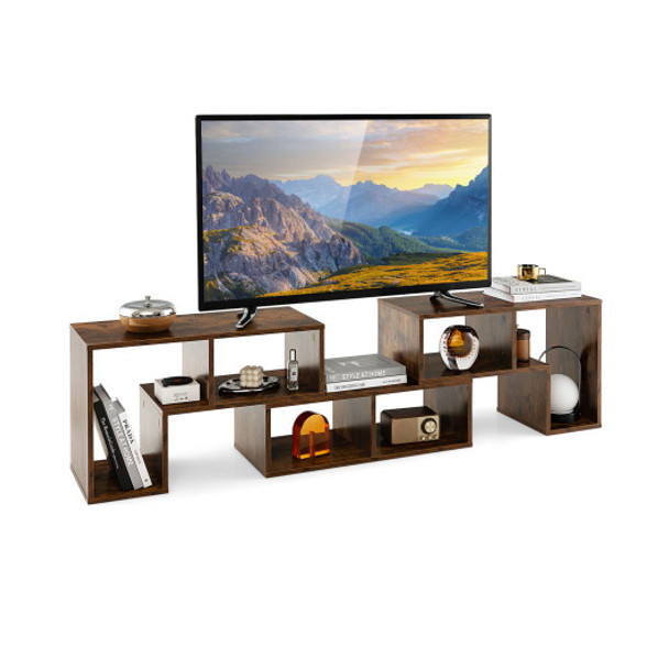 3 Pieces Console TV Stand for TVs up to 65 Inch with Shelves-Brown