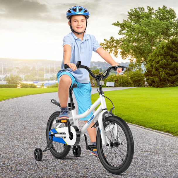 18 Feet Kid's Bike with Removable Training Wheels-White