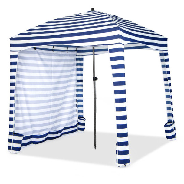 6 x 6 Feet Foldable Beach Cabana Tent with Carrying Bag and Detachable Sidewall