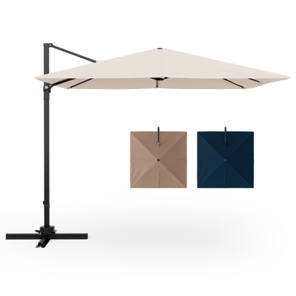 9.5 Feet Square Patio Cantilever Umbrella with 360 Rotation-Beige