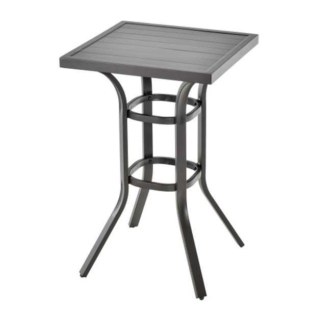 24 Inch Patio Bar Height Table with Aluminum Tabletop and Adjustable Foot Pads
