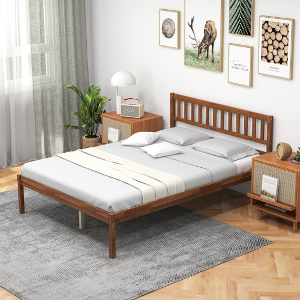 Full Size Wood Bed Frame with Headboard and Slat Support-Full Size