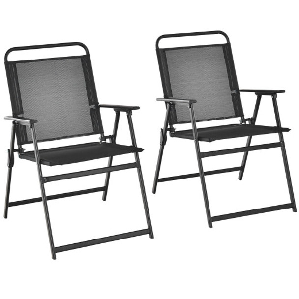 Set of 2 Outdoor Folding Chairs with Breathable Seat-Set of 2