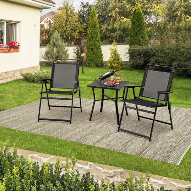 Set of 4 Outdoor Folding Chairs with Breathable Seat-Set of 4