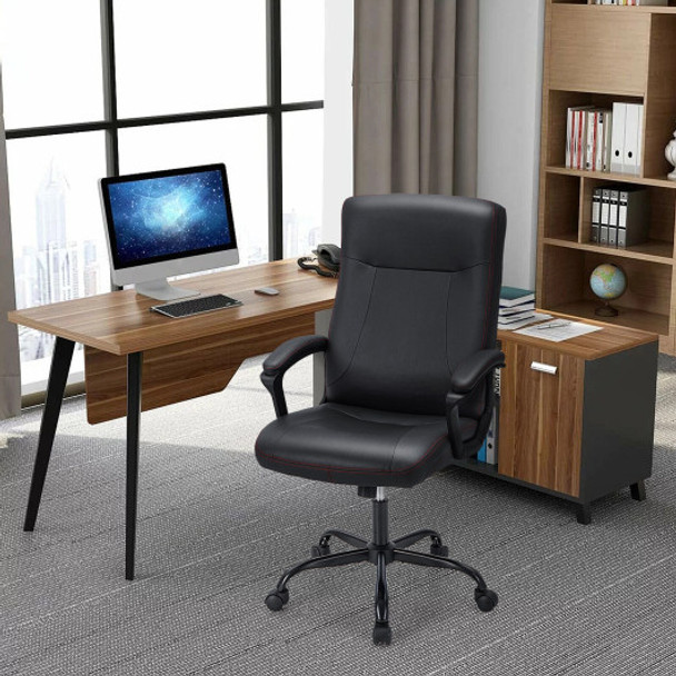 Upholstered Executive Computer Desk Chair with Ergonomic High Back-Black